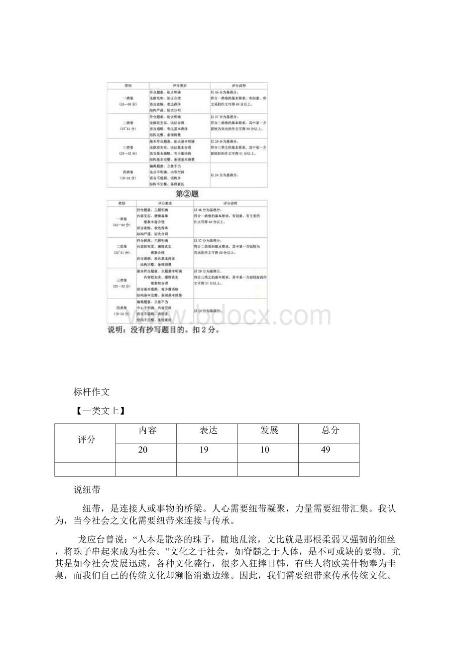 北京市高考作文评分标准及优秀满分作文Word格式文档下载.docx_第2页