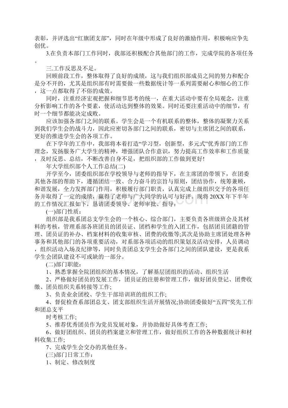 大学组织部个人工作总结Word格式.docx_第2页