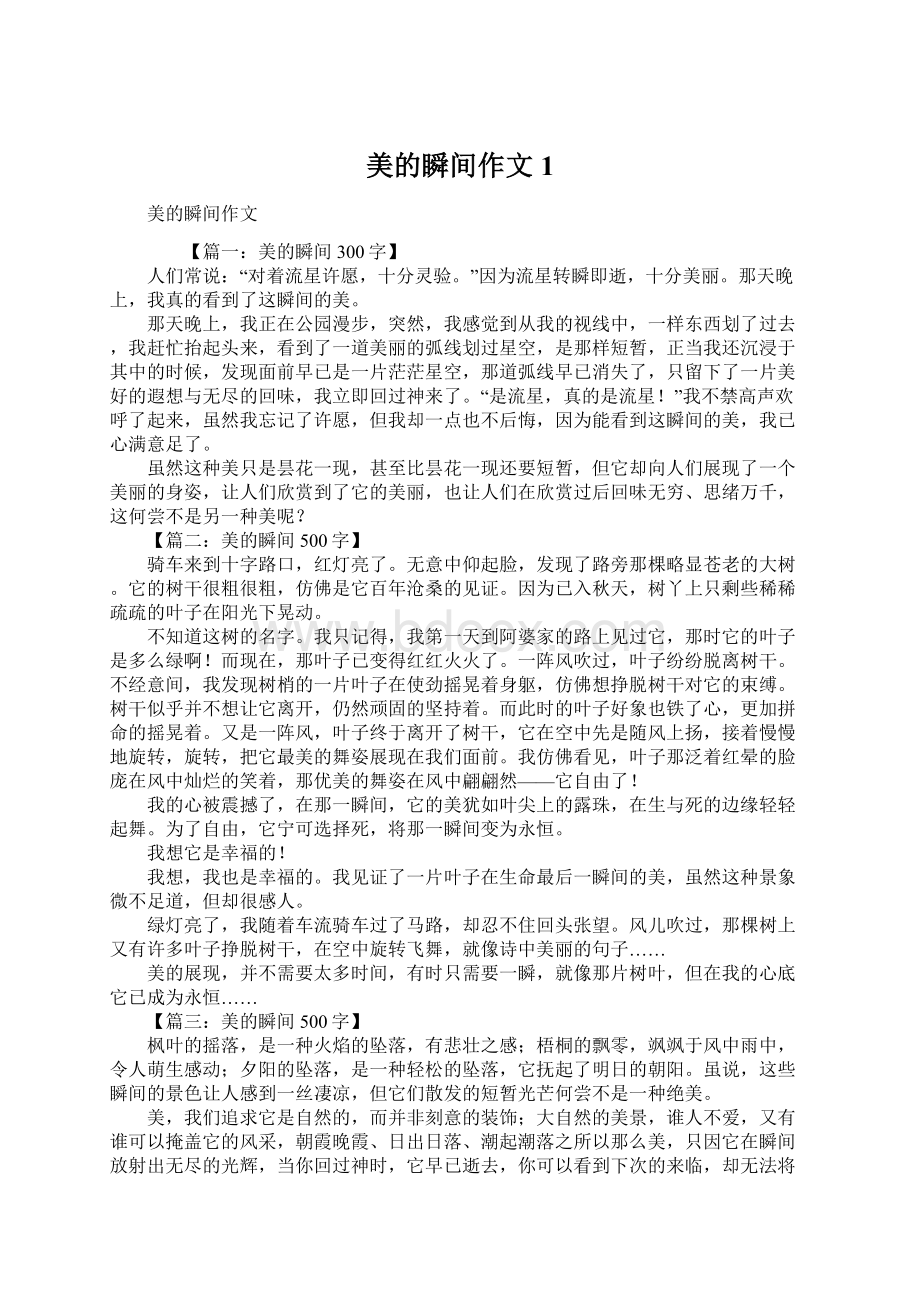 美的瞬间作文1文档格式.docx