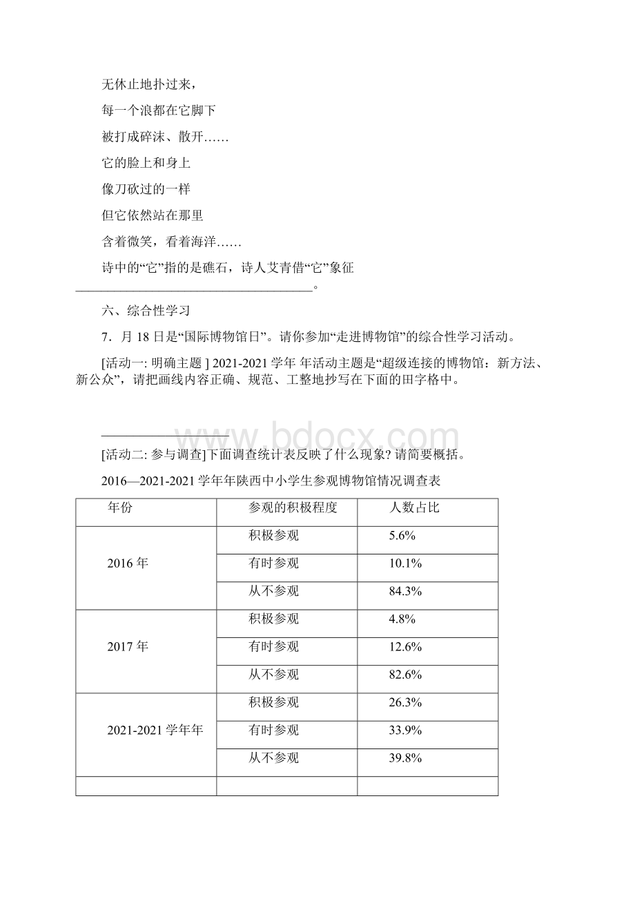 全国百强校陕西省西安市高新一中届九年级初中毕业升学考试模拟五语文试题.docx_第3页