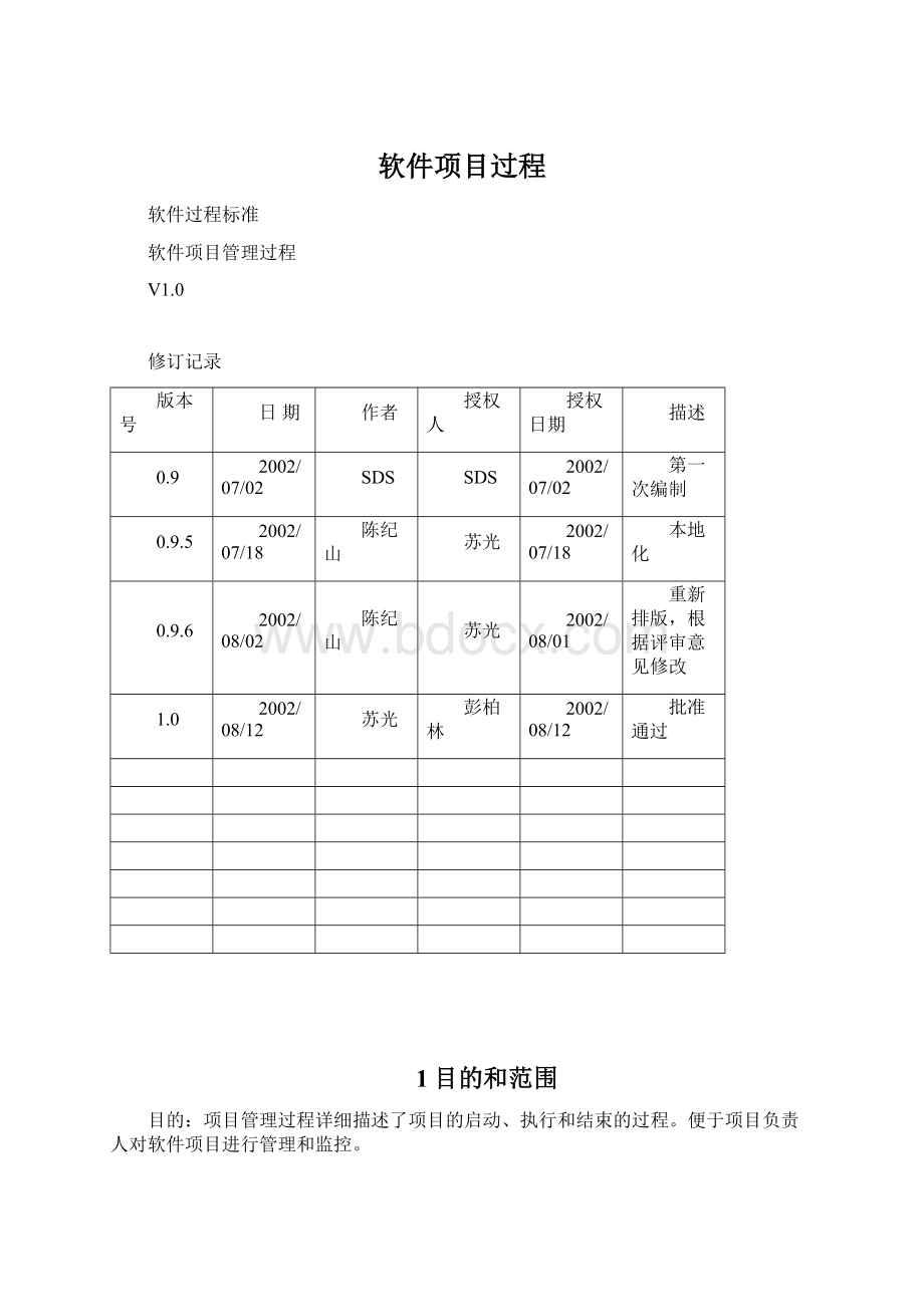 软件项目过程Word格式.docx