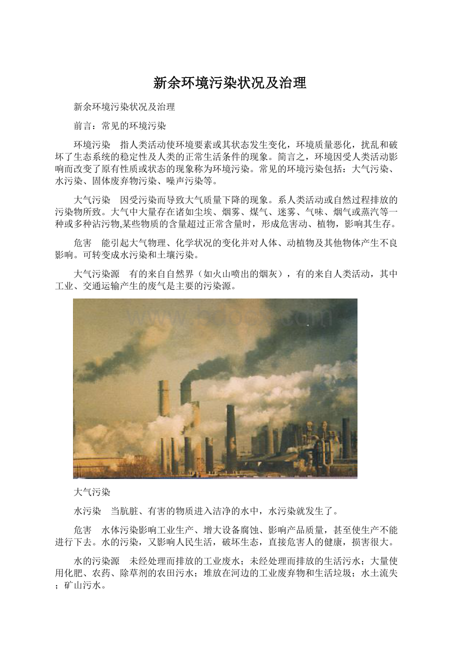 新余环境污染状况及治理.docx_第1页