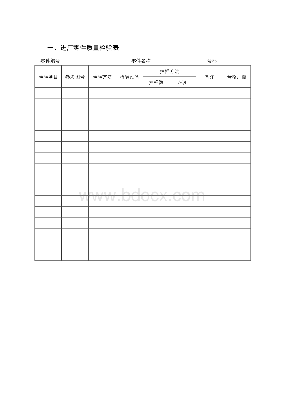 质量管理表单Word文件下载.doc