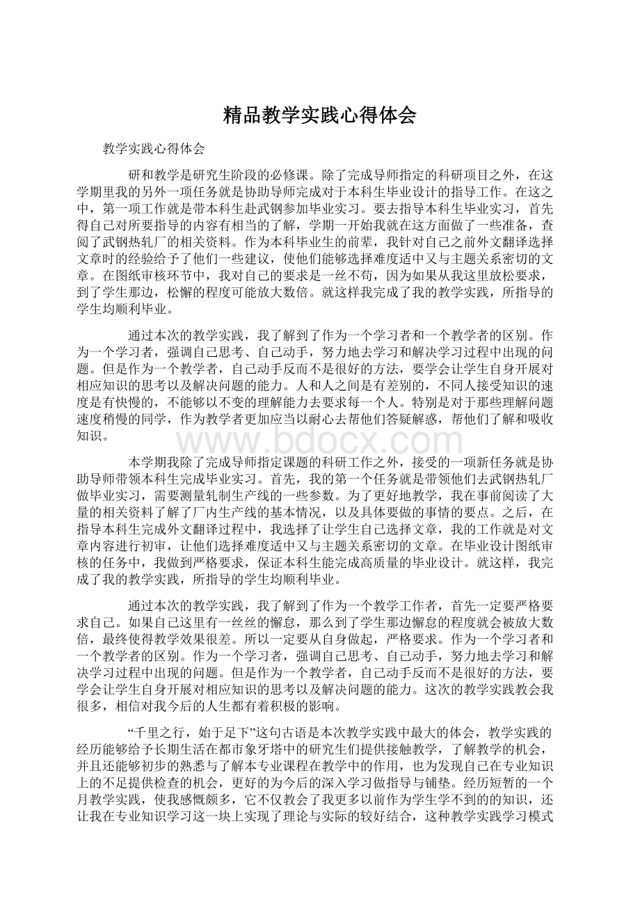 精品教学实践心得体会Word格式文档下载.docx