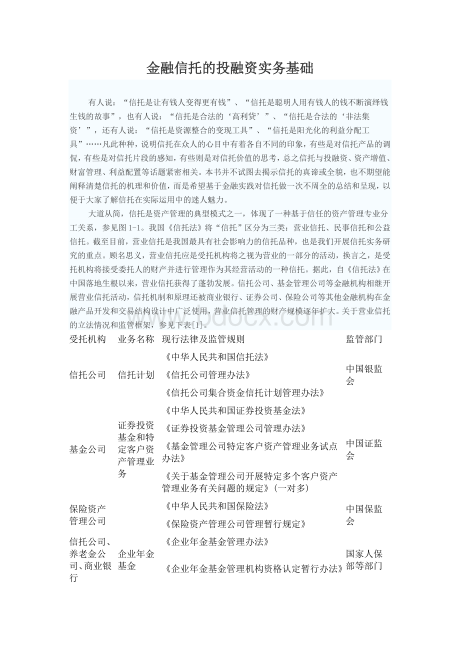 金融信托的投融资实务基础.doc_第1页