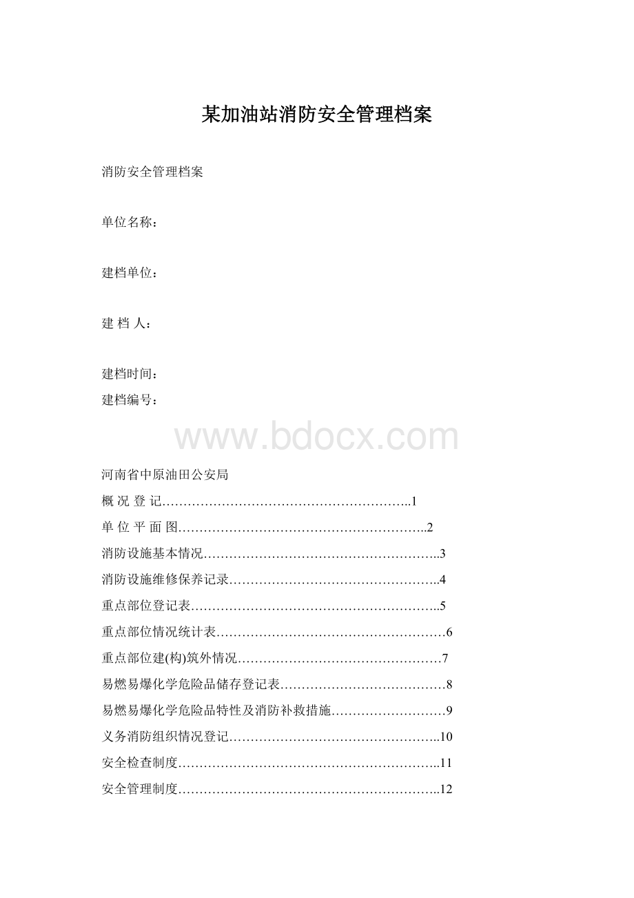 某加油站消防安全管理档案Word文档格式.docx_第1页