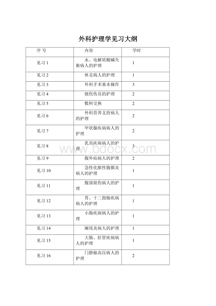 外科护理学见习大纲.docx