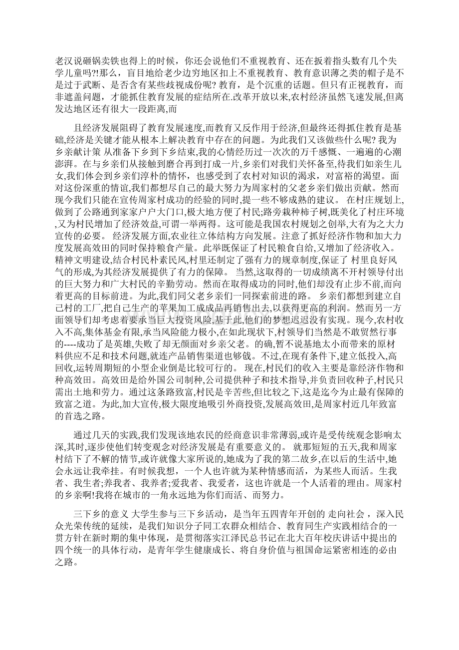 年三下乡实践报告范文参考.docx_第2页