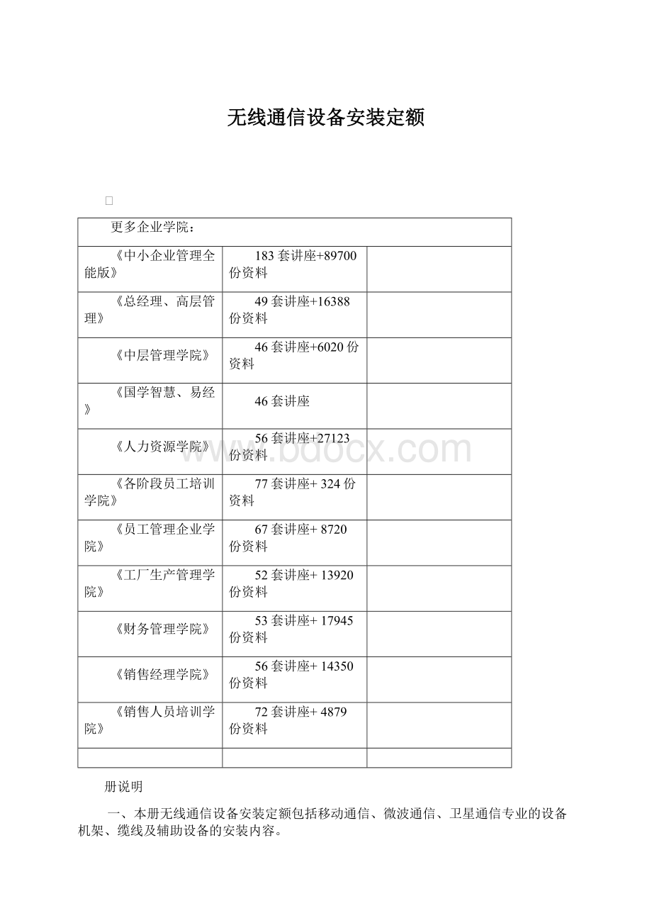 无线通信设备安装定额Word格式.docx_第1页