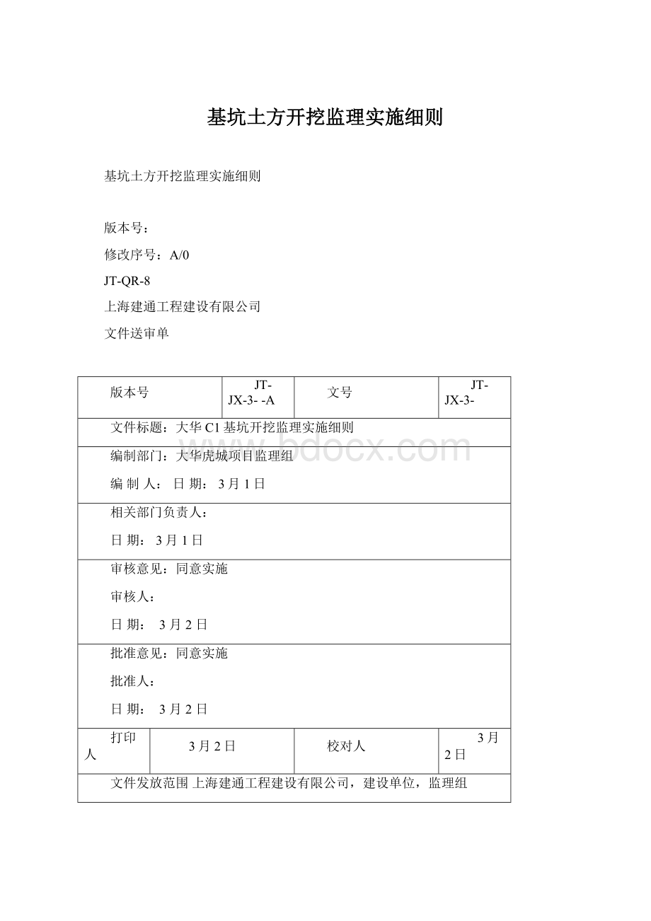 基坑土方开挖监理实施细则.docx_第1页