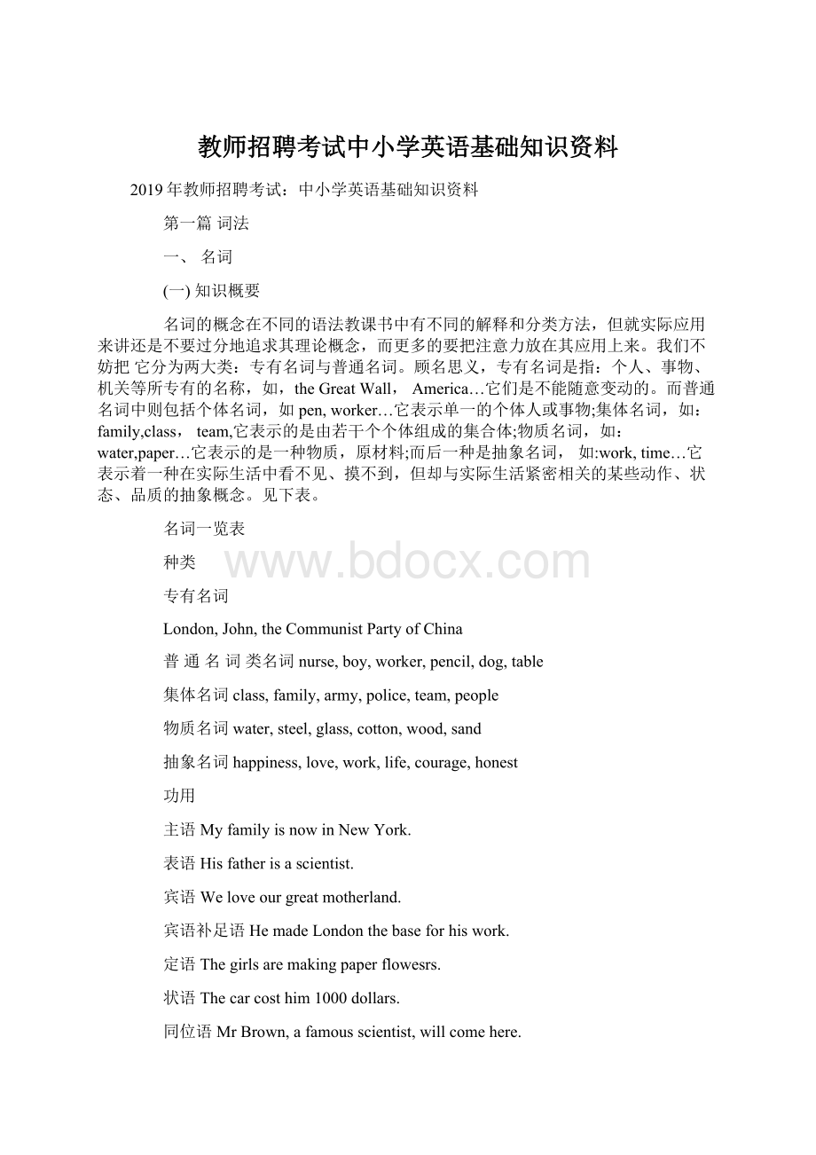 教师招聘考试中小学英语基础知识资料.docx_第1页