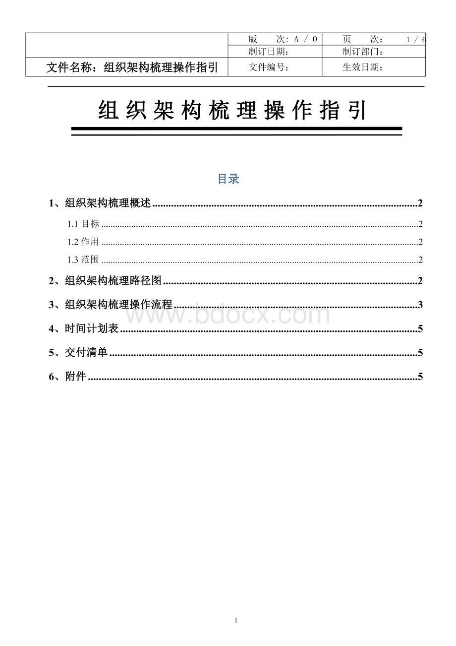 组织架构梳理操作指引Word格式.doc