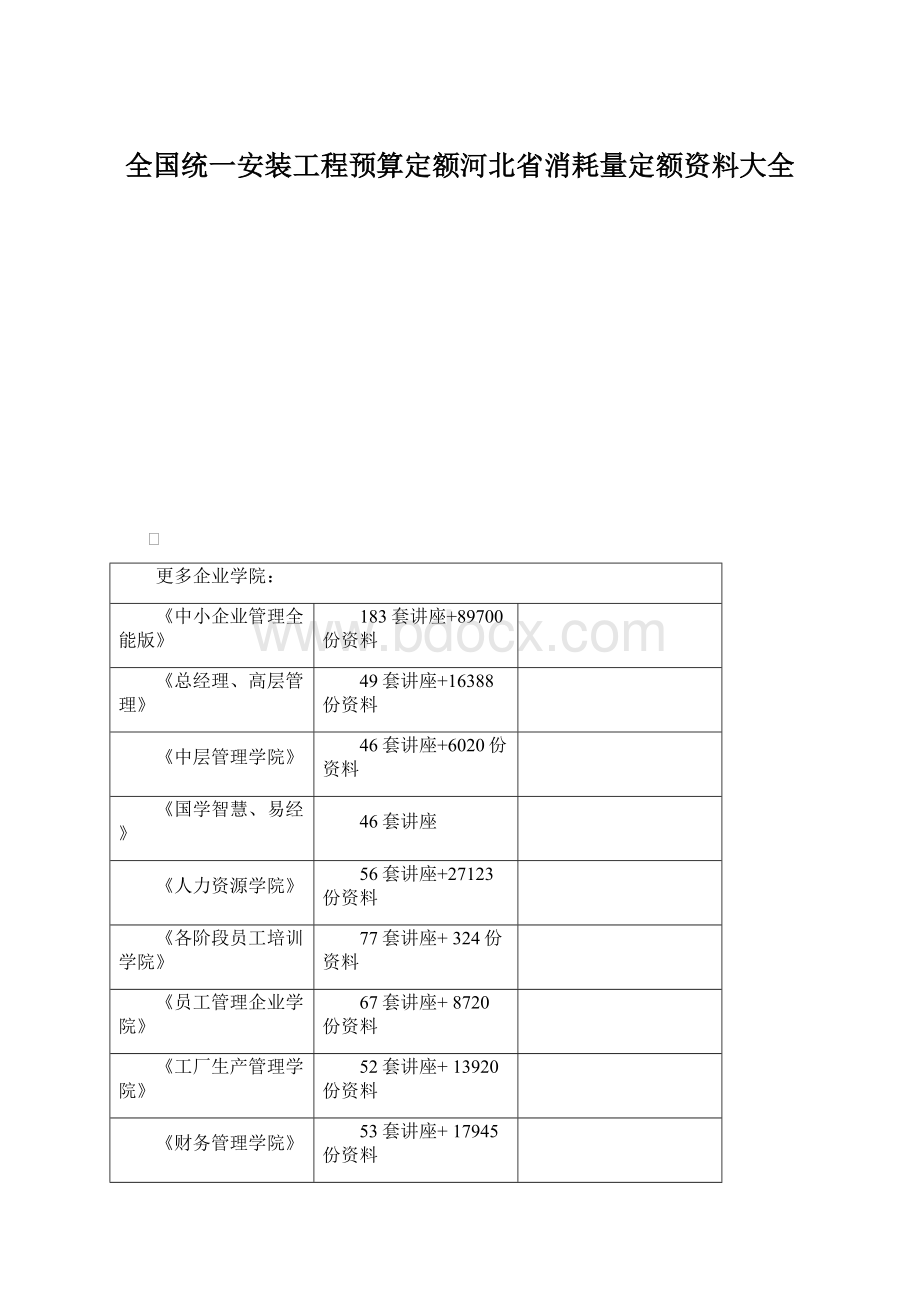 全国统一安装工程预算定额河北省消耗量定额资料大全.docx