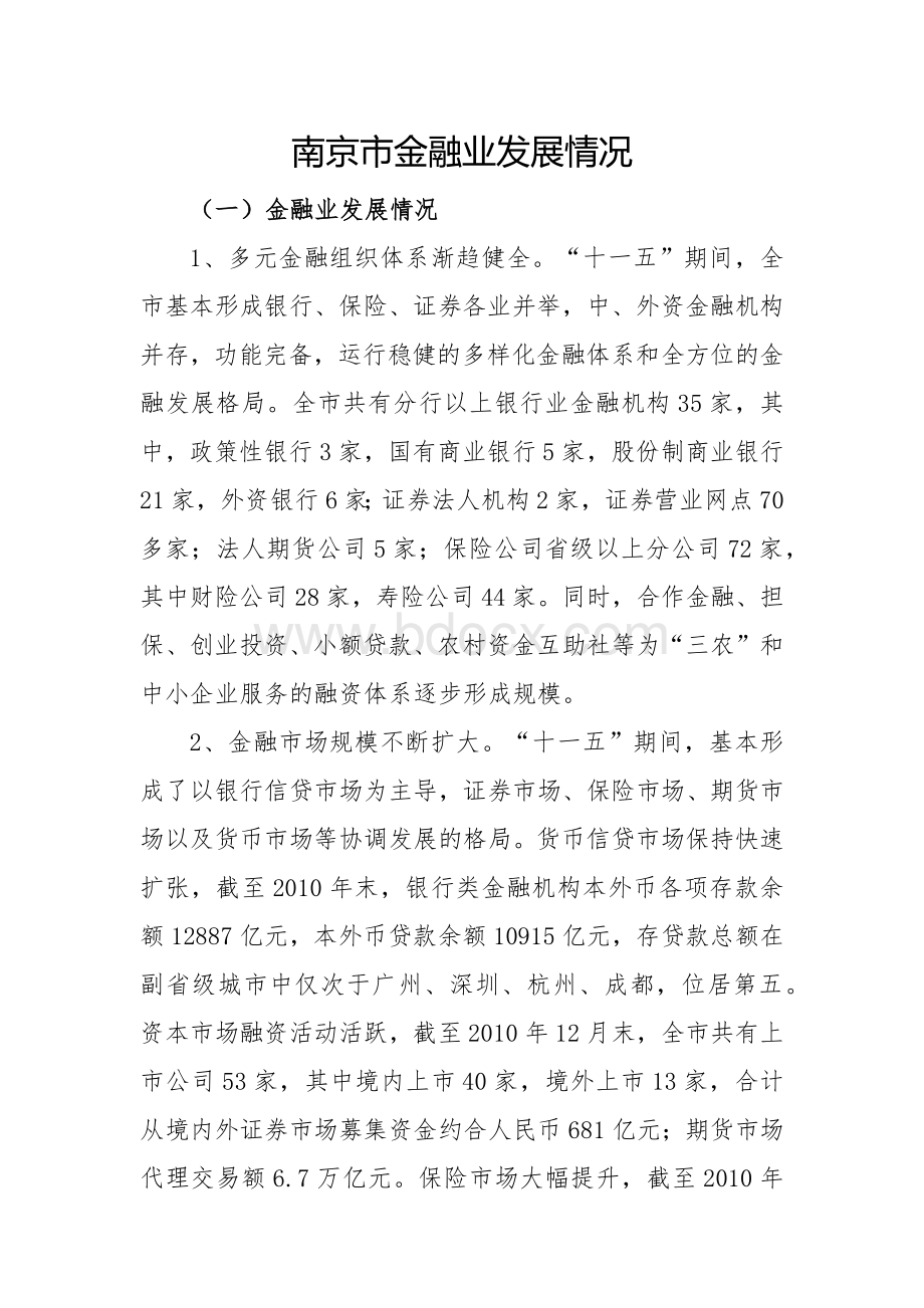 江苏省南京市金融业发展情况Word格式文档下载.docx