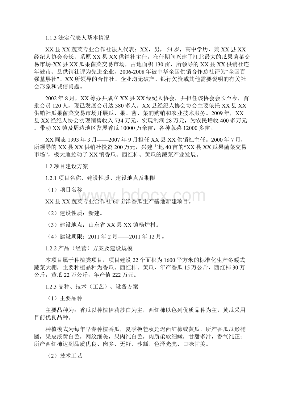 县XX蔬菜专业合作社60亩洋香瓜生产基地新建项目可行性研究报告Word格式文档下载.docx_第3页