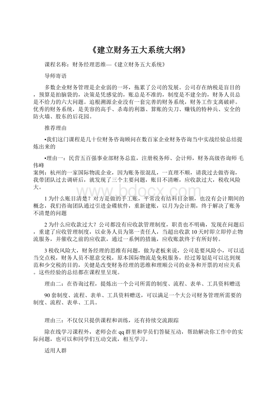 《建立财务五大系统大纲》.docx