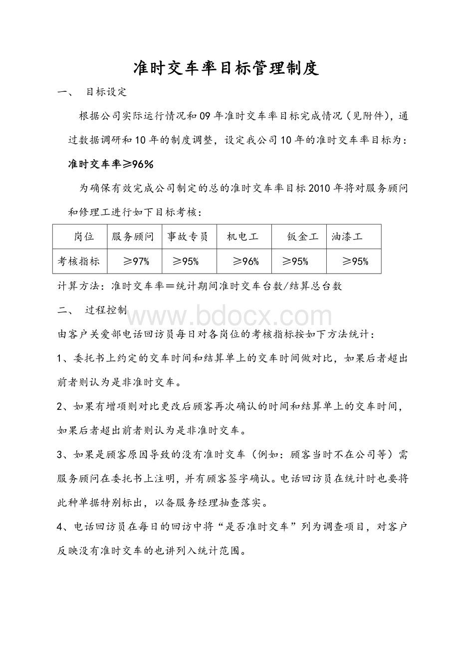 汽车经销商售后服务部目标管理Word下载.doc