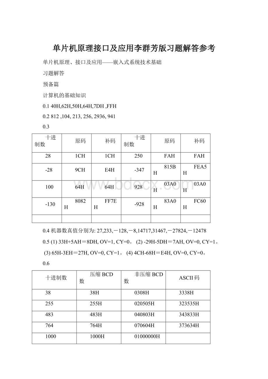 单片机原理接口及应用李群芳版习题解答参考Word文档格式.docx_第1页