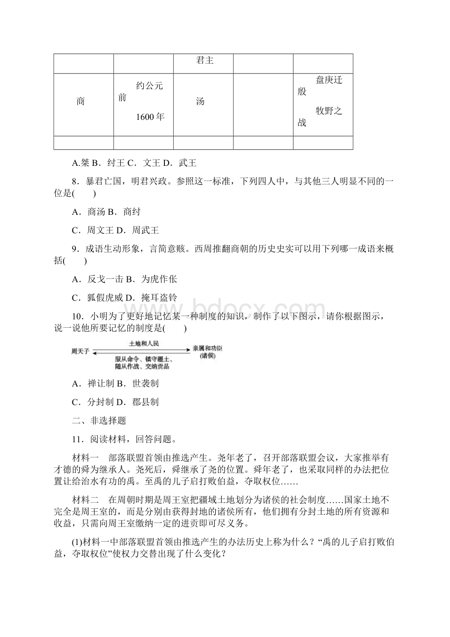 部编人教版七年级历史上册同步练习第4课早期国家的产生和发展.docx_第2页