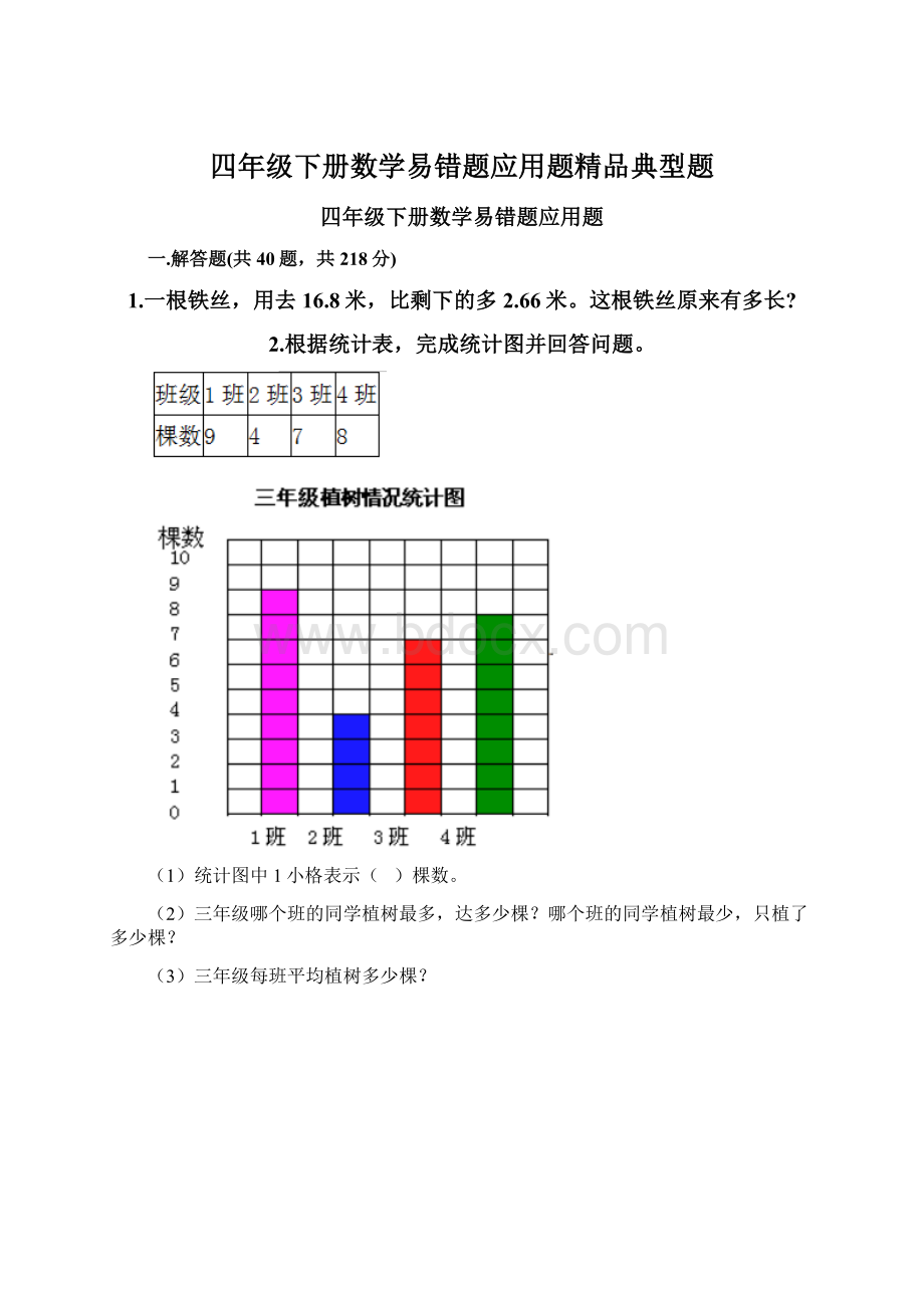 四年级下册数学易错题应用题精品典型题.docx_第1页