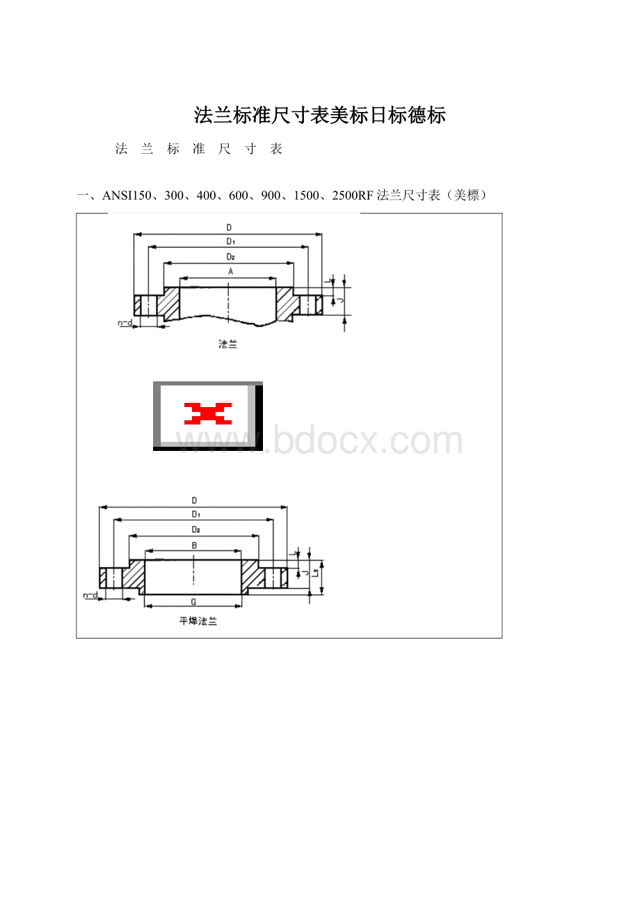 法兰标准尺寸表美标日标德标.docx