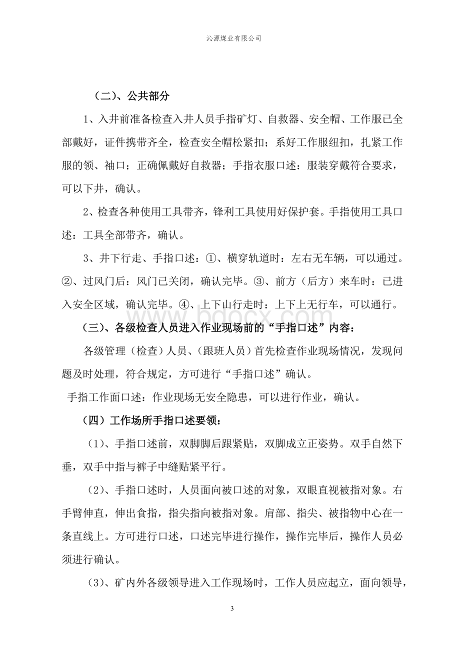 沁源煤矿手指口述”安全确认法检查考核实施细则Word格式文档下载.doc_第3页