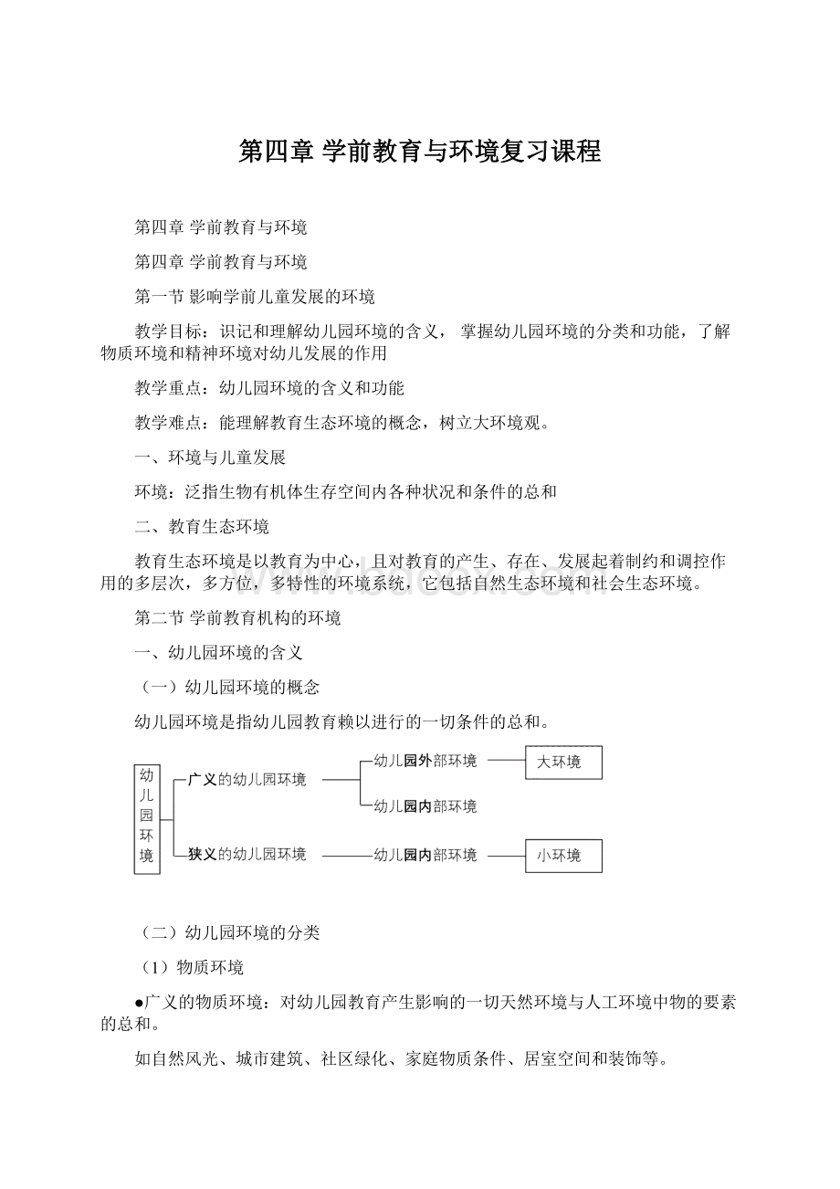 第四章学前教育与环境复习课程.docx_第1页