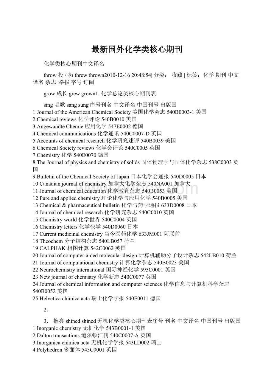 最新国外化学类核心期刊.docx_第1页