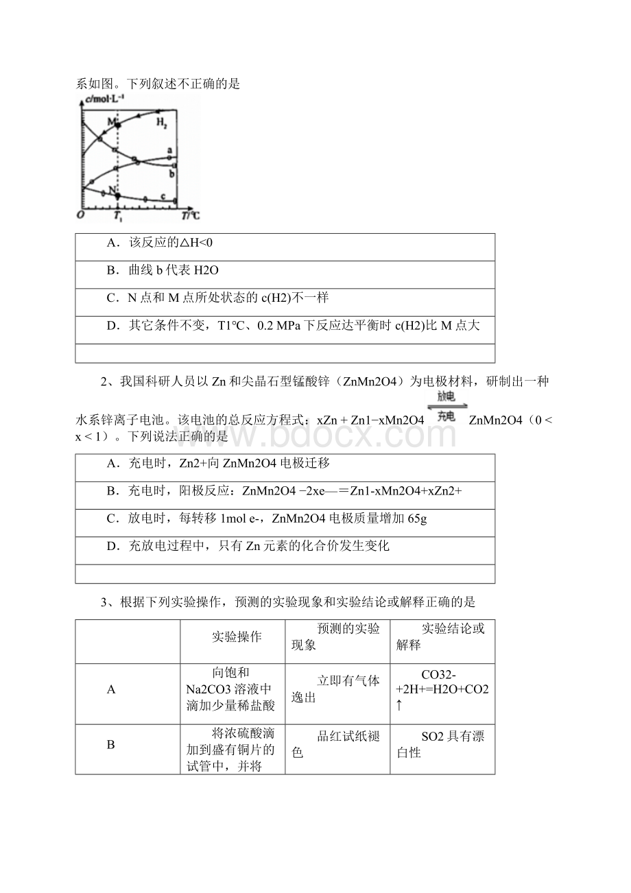 全国百强校江西省师范大学附属中学届高三第三次模拟考试理综化学试题Word文件下载.docx_第2页