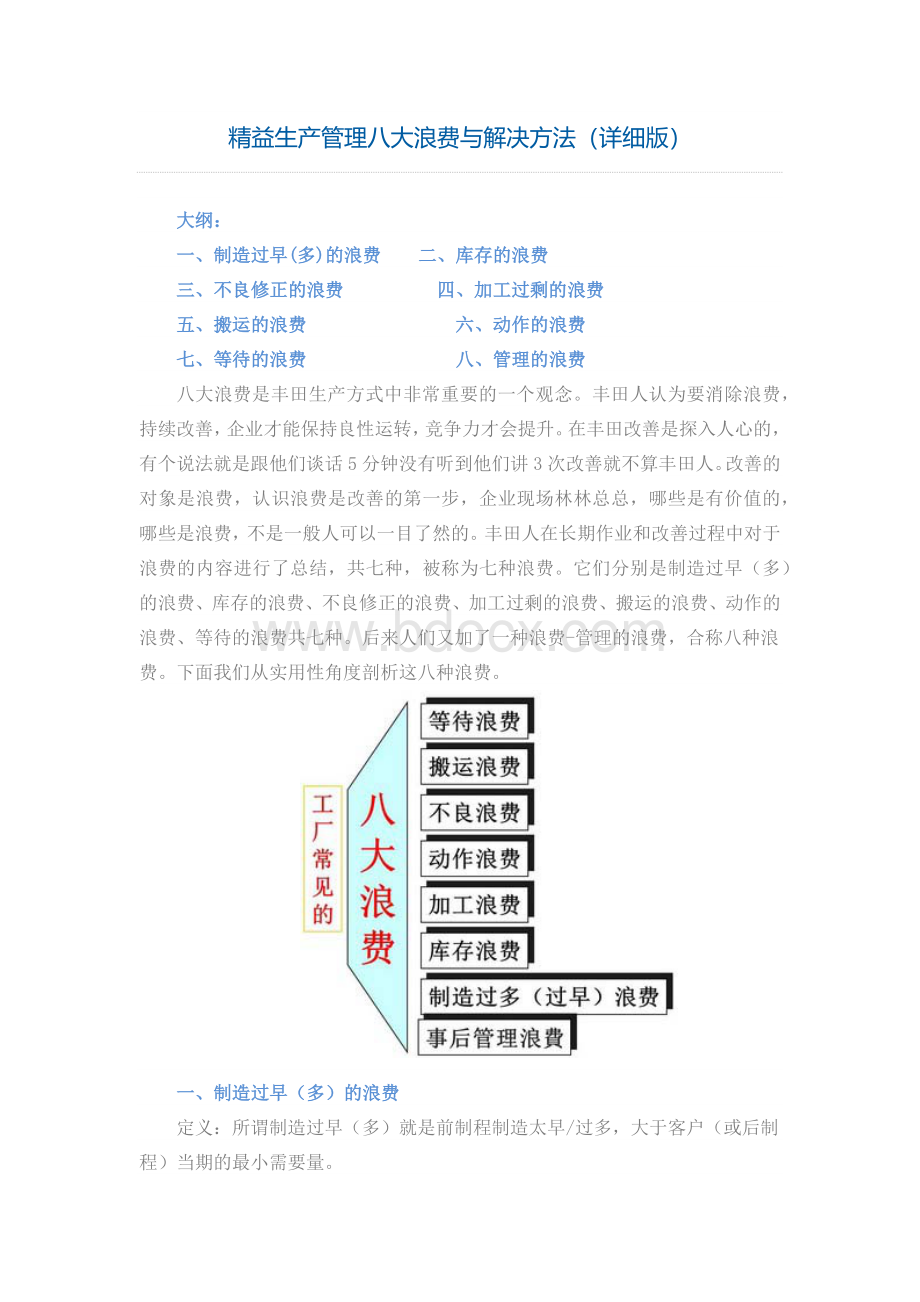 精益生产管理八大浪费与解决方法Word格式文档下载.docx_第1页