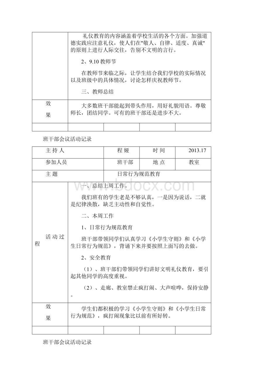 六年级班干部会议记录电子教案Word文档格式.docx_第2页