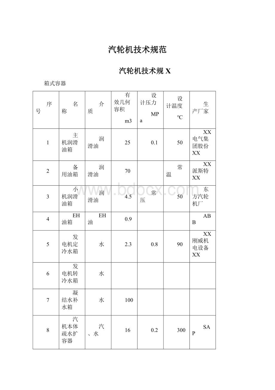 汽轮机技术规范Word下载.docx_第1页