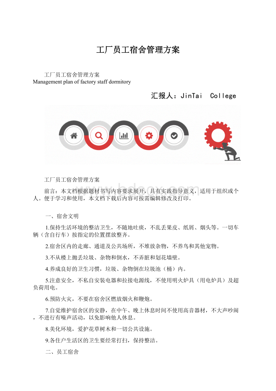 工厂员工宿舍管理方案.docx_第1页