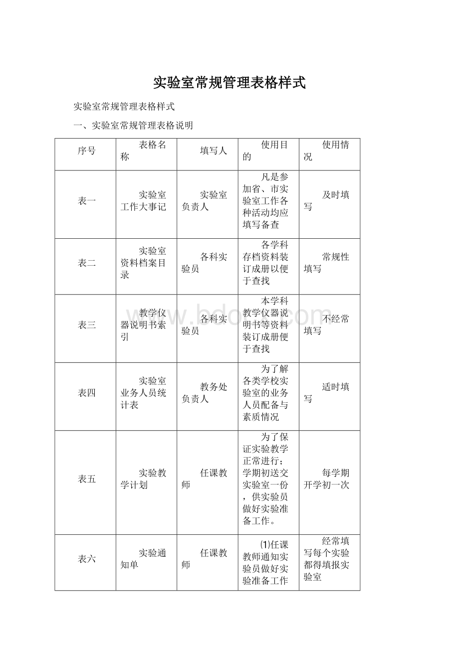 实验室常规管理表格样式.docx