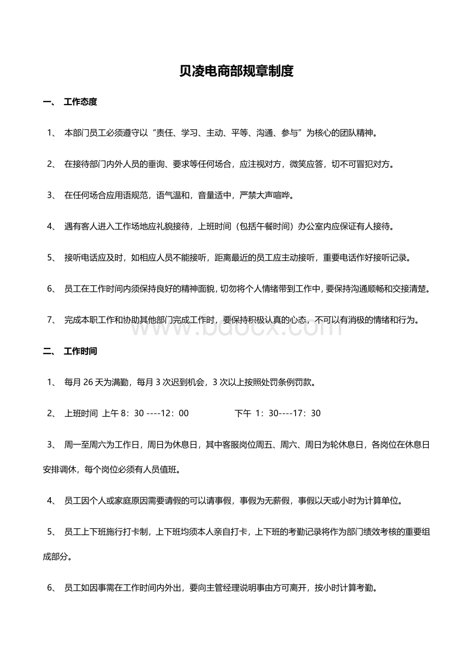 电商部人员规章制度Word文件下载.docx