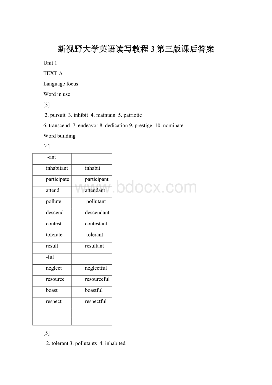 新视野大学英语读写教程3第三版课后答案Word格式文档下载.docx