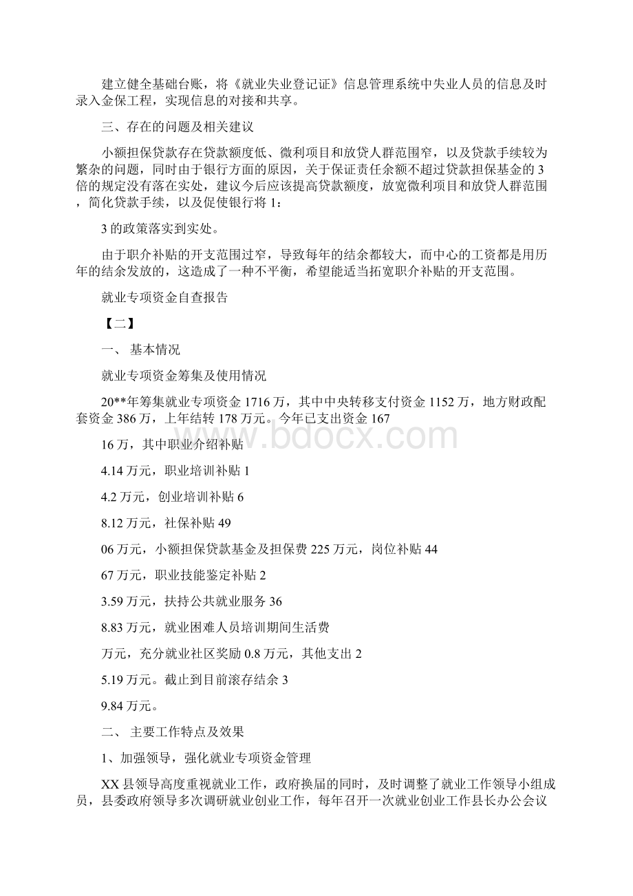 就业专项资金自查报告最新篇.docx_第2页