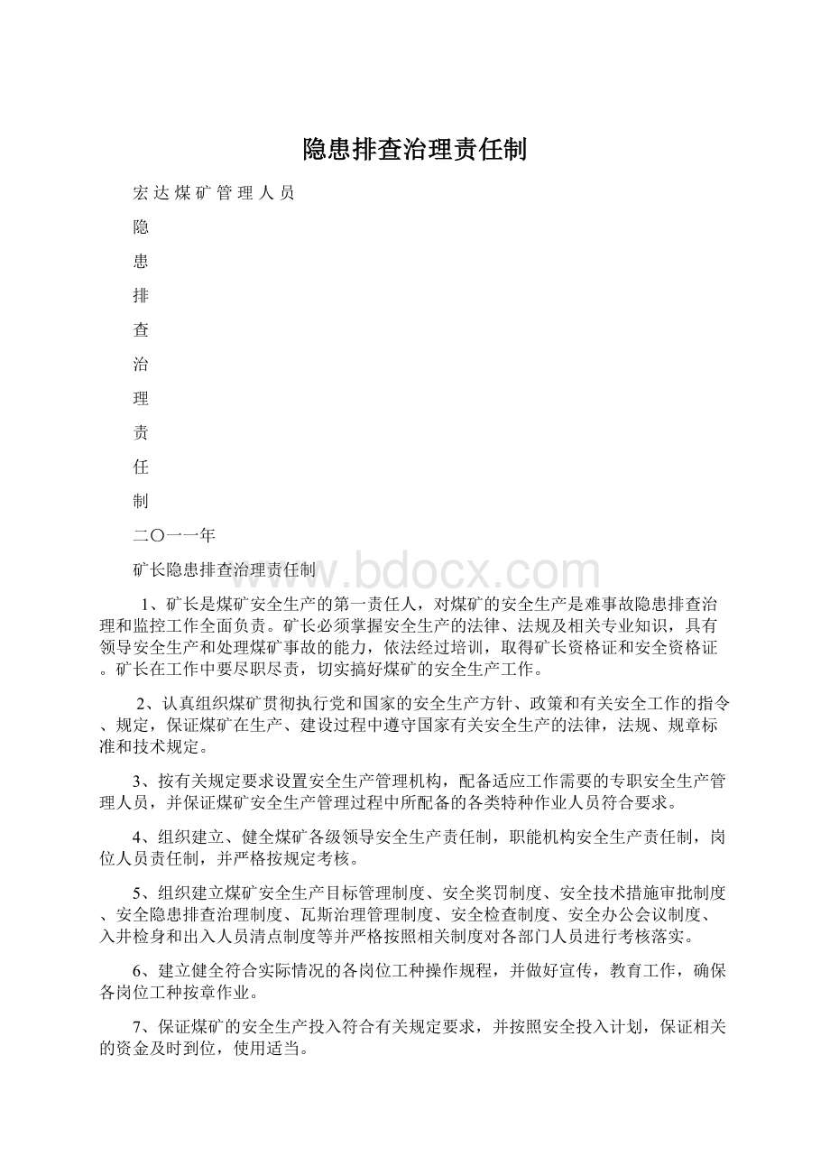 隐患排查治理责任制.docx_第1页