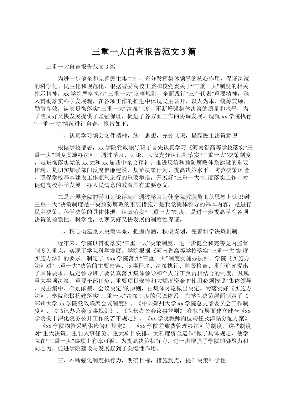 三重一大自查报告范文3篇.docx