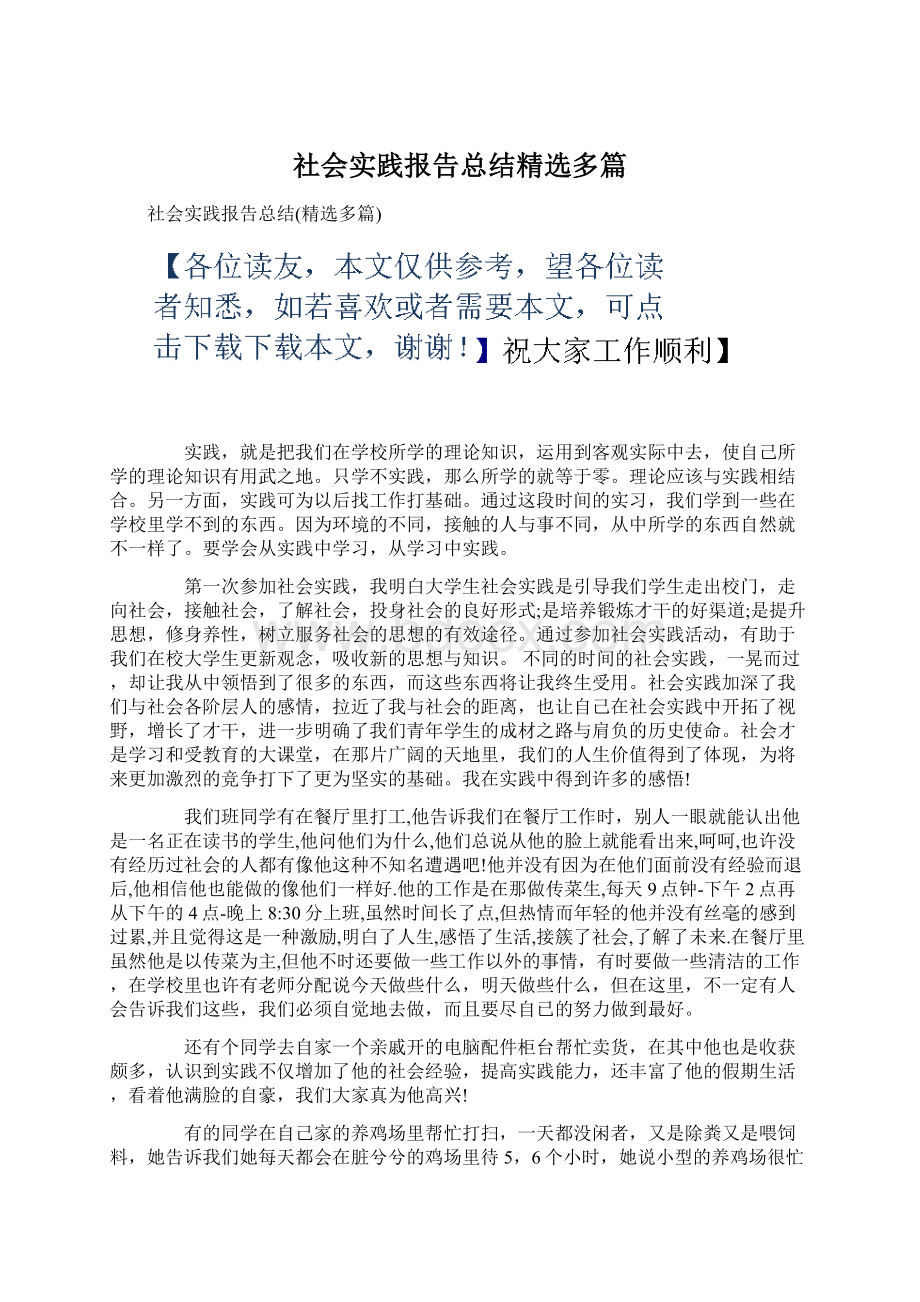 社会实践报告总结精选多篇.docx_第1页