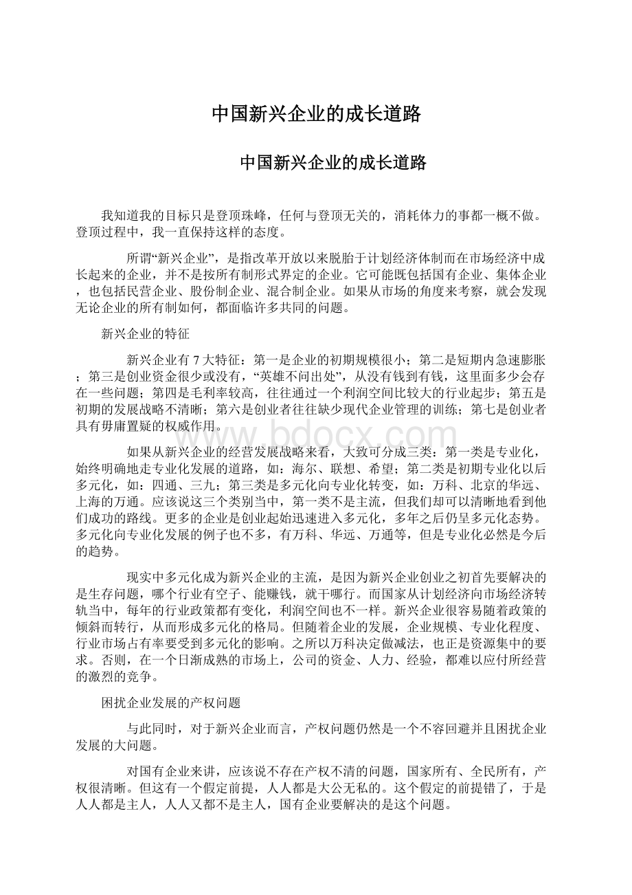 中国新兴企业的成长道路Word文档格式.docx