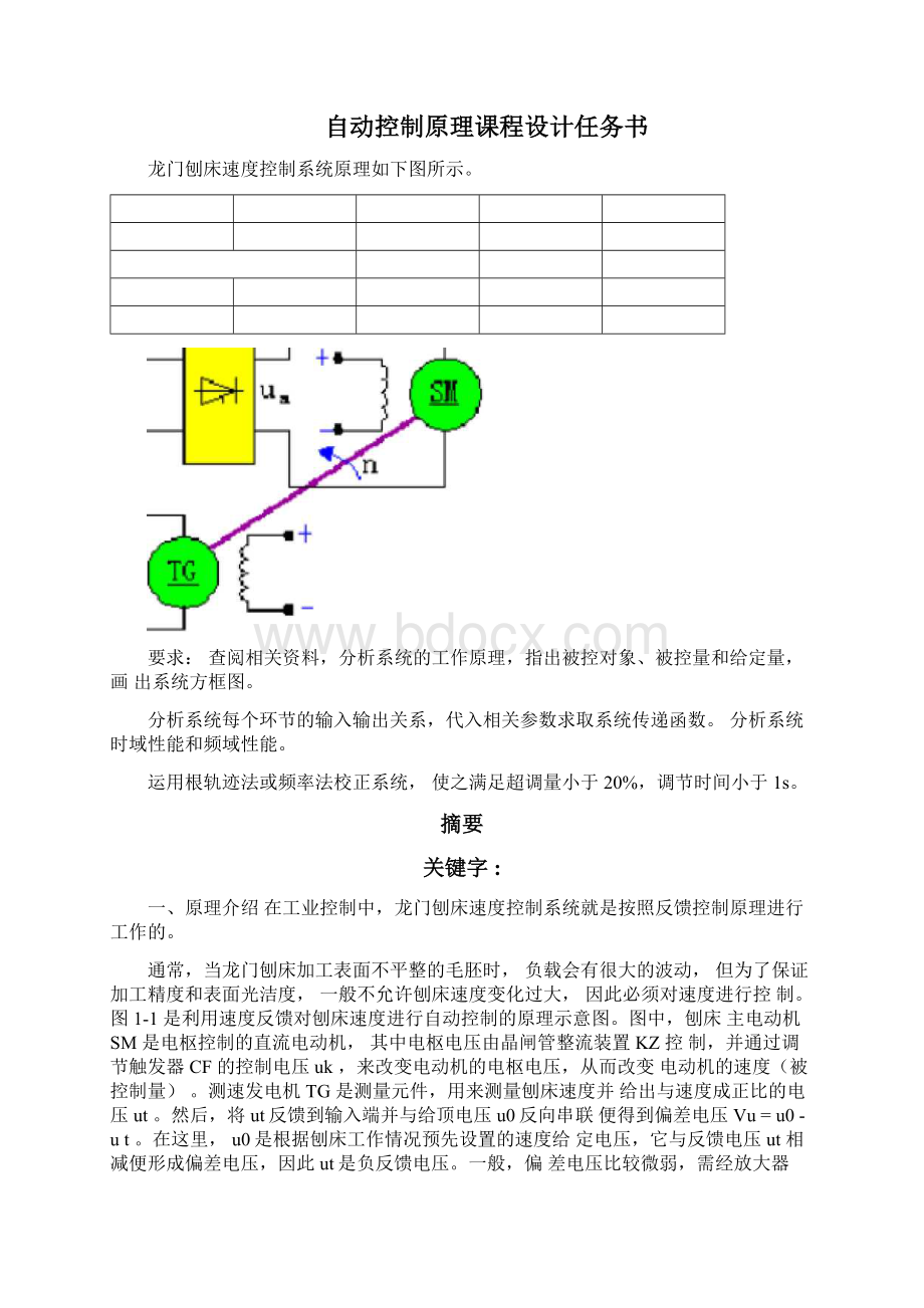 龙门刨床速度控制系统设计参考答案Word文档格式.docx_第2页