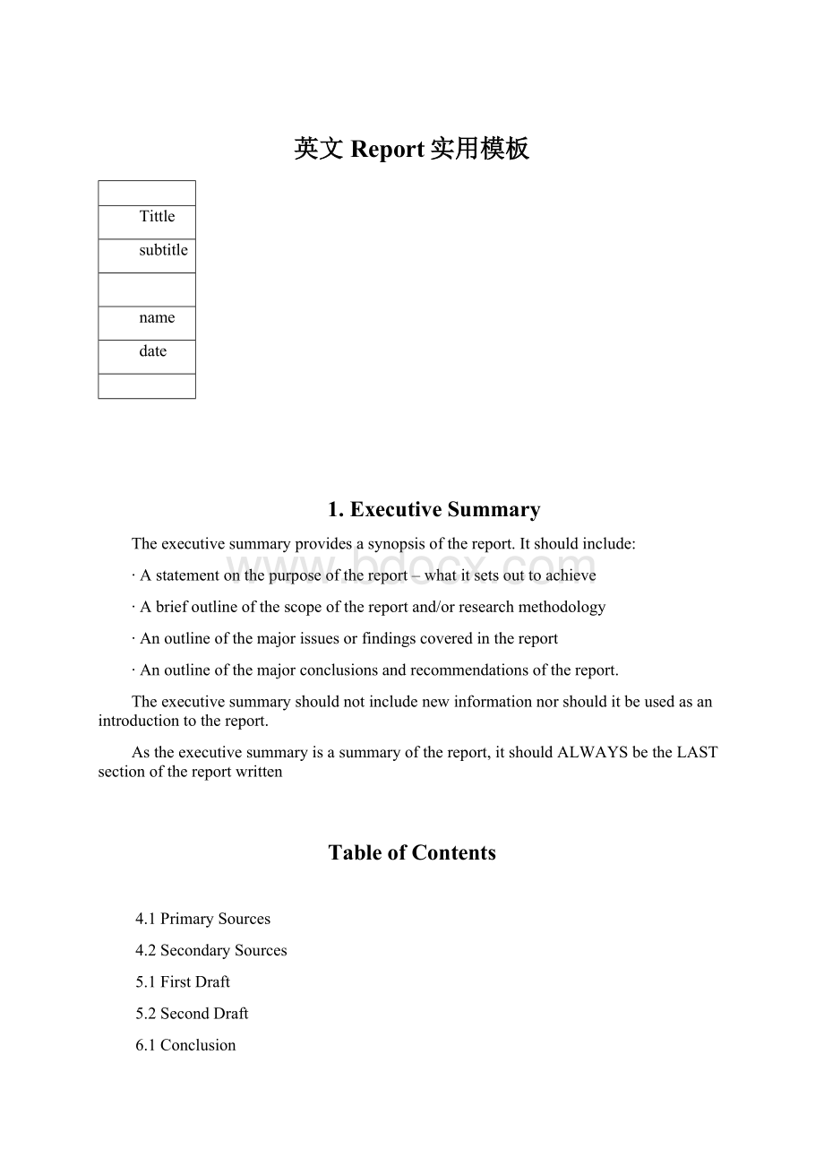 英文Report实用模板Word格式.docx