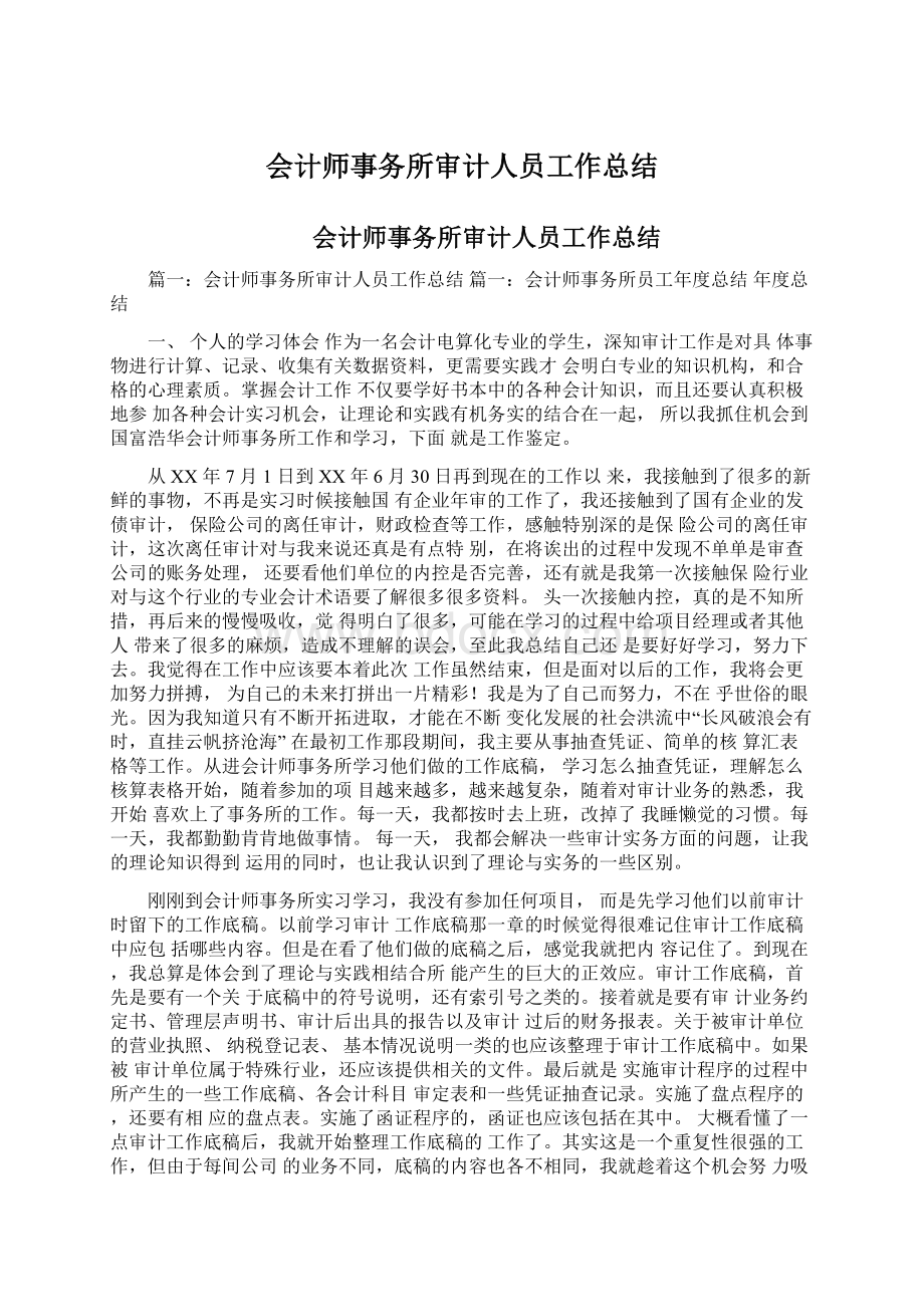 会计师事务所审计人员工作总结.docx