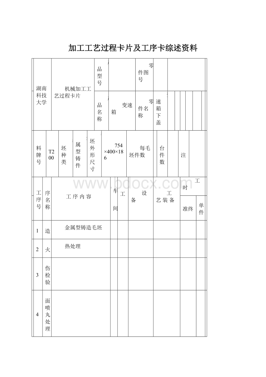 加工工艺过程卡片及工序卡综述资料Word文件下载.docx