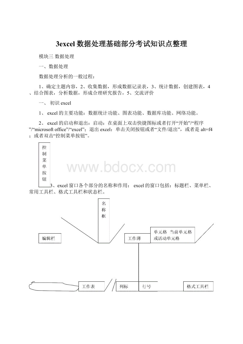 3excel数据处理基础部分考试知识点整理.docx_第1页