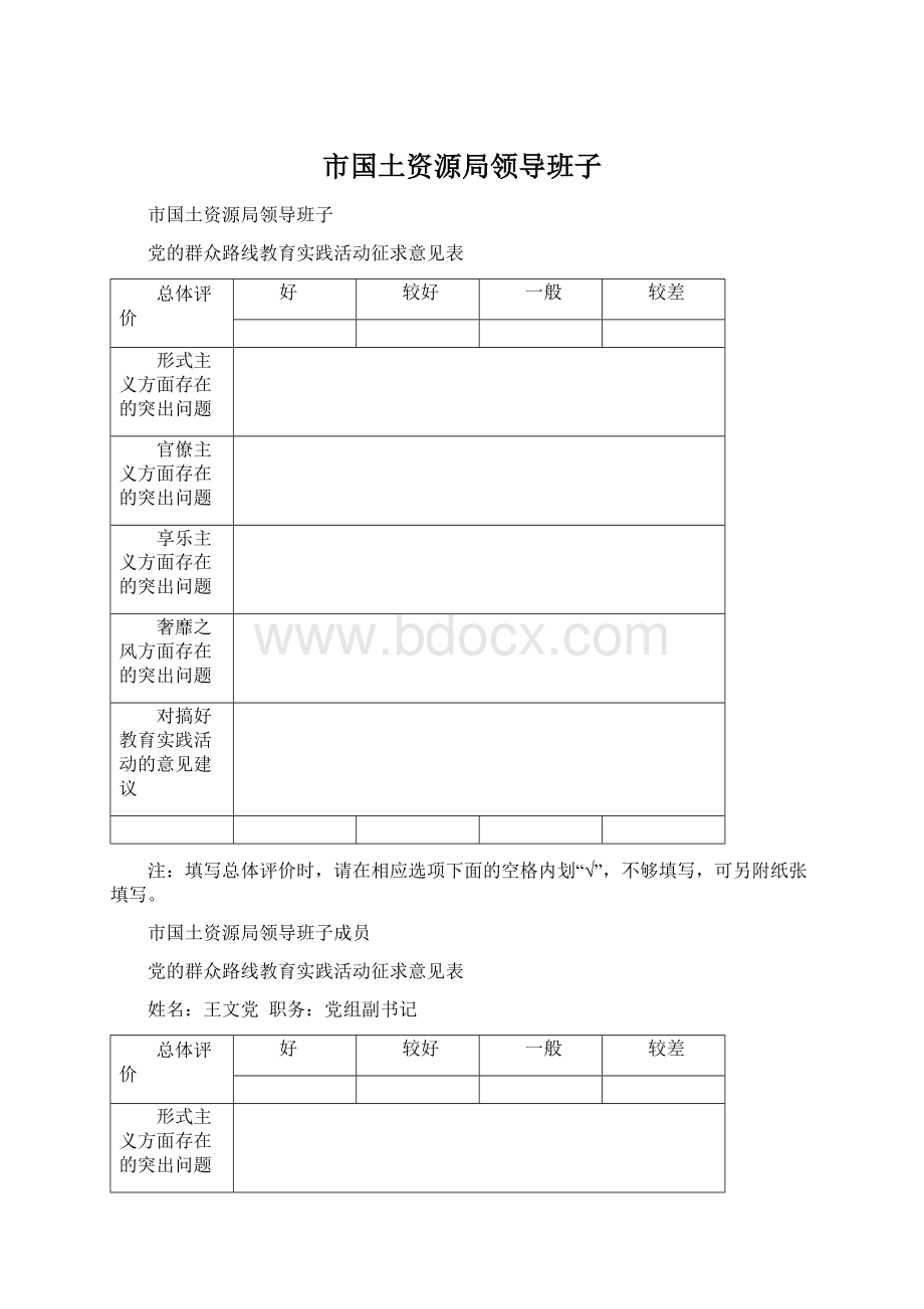 市国土资源局领导班子Word文件下载.docx_第1页