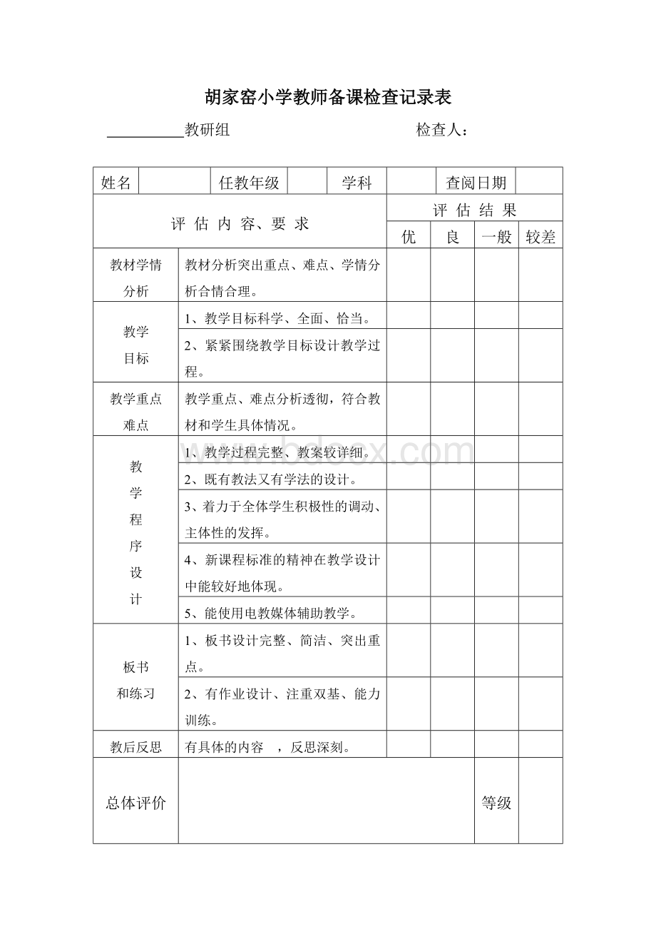 教师备课检查记录表_精品文档.doc