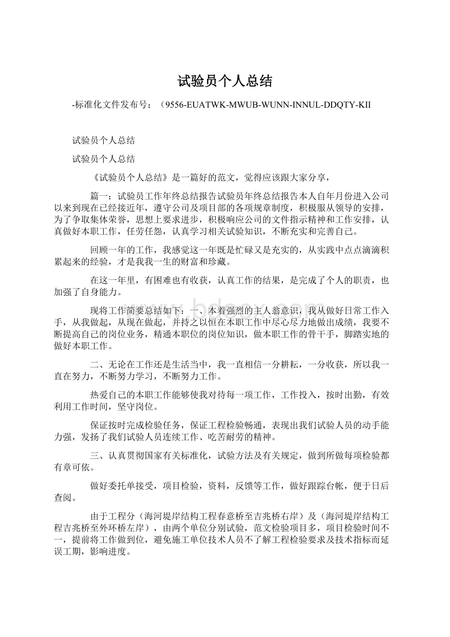 试验员个人总结Word文档下载推荐.docx