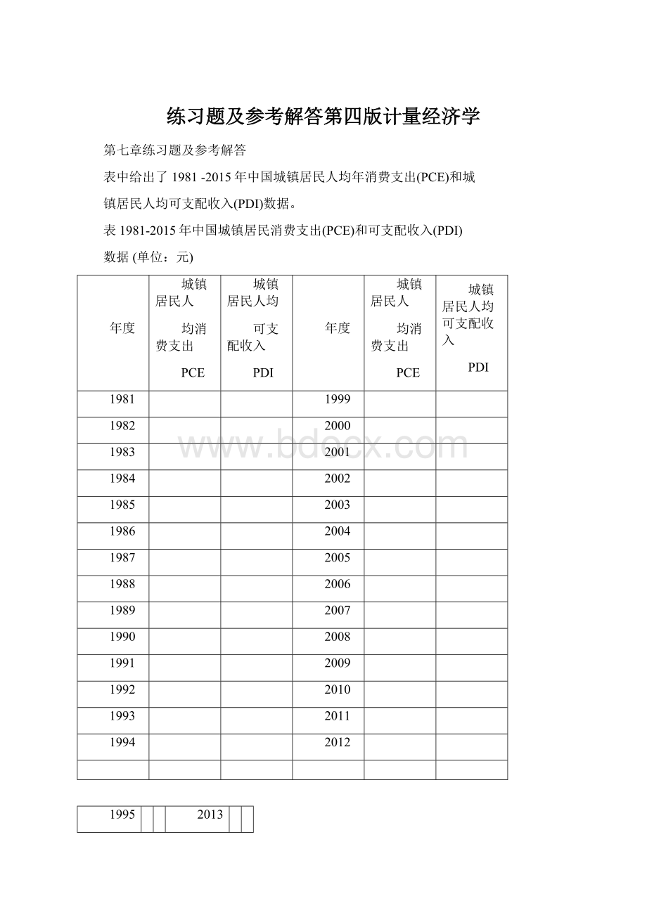 练习题及参考解答第四版计量经济学Word文件下载.docx_第1页